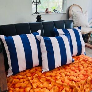 Blue and White Coastal Accent Pillows set of three goin cheap
